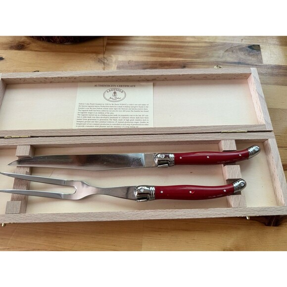 Jean Dubost Carving Knife & Fork Set Made In France - Picture 1 of 5